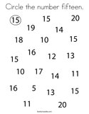 Circle the number fifteen Coloring Page