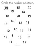 Circle the number nineteen Coloring Page