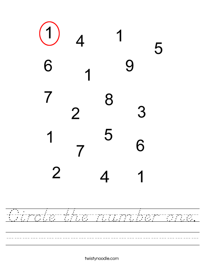 Circle the number one. Worksheet