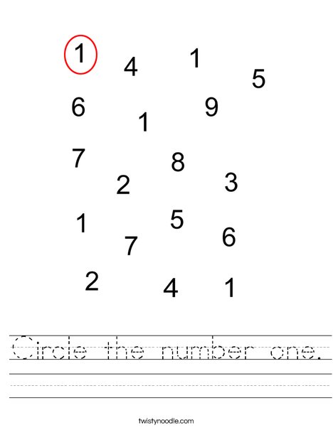 Circle the number one. Worksheet