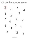 Circle the number seven Coloring Page