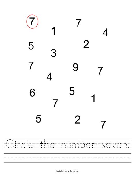 Circle the number seven. Worksheet