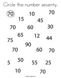 Circle the number seventy Coloring Page