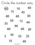 Circle the number sixty Coloring Page