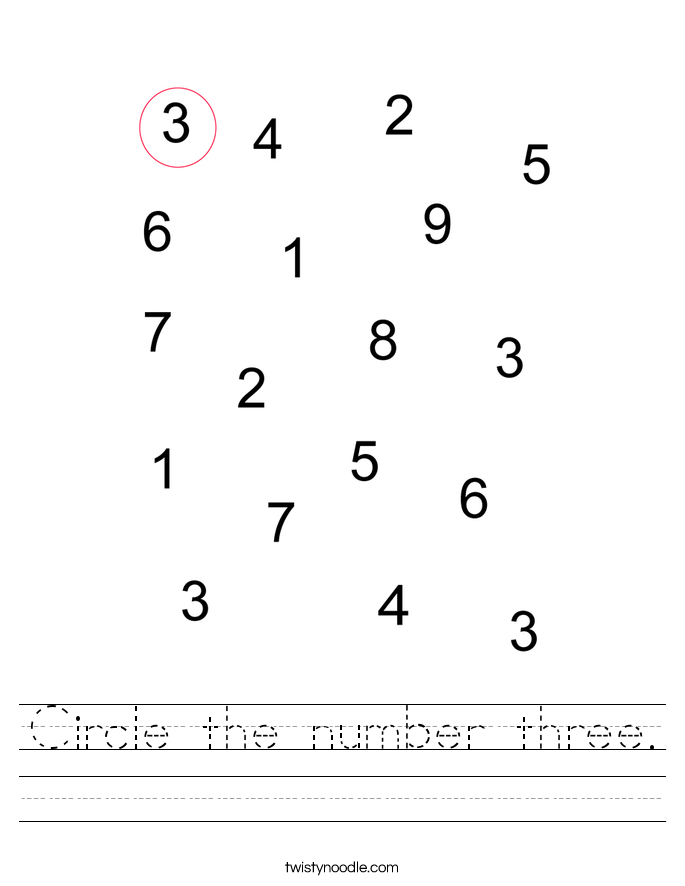 Circle the number three. Worksheet