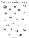 Circle the number twenty Coloring Page