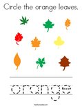 Circle the orange leaves. Coloring Page