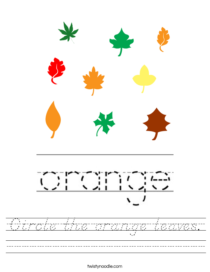 Circle the orange leaves. Worksheet