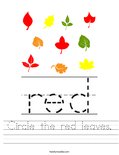 Circle the red leaves. Worksheet