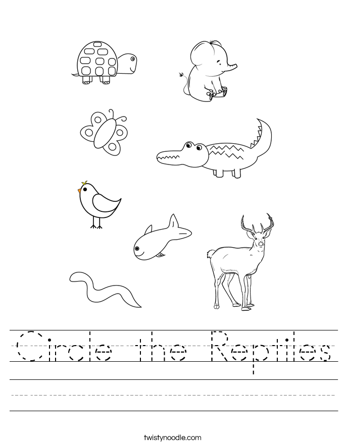 Circle the Reptiles Worksheet