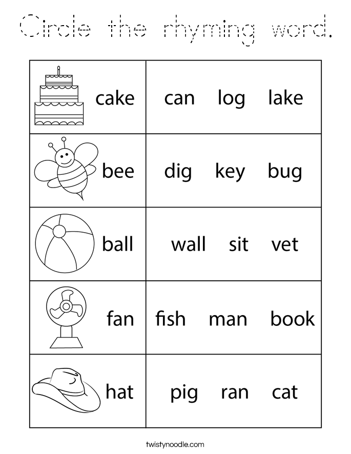 Circle the rhyming word. Coloring Page