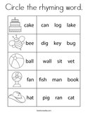 Circle the rhyming word Coloring Page