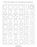 Circle the shape that completes the pattern Coloring Page