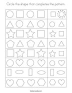 Circle the shape that completes the pattern Coloring Page
