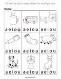 Circle the short vowel letter for each picture Coloring Page