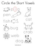 Circle the Short Vowels Coloring Page