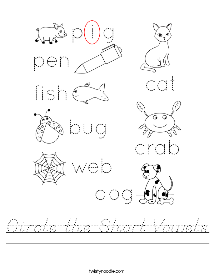 Circle the Short Vowels Worksheet