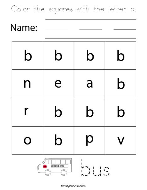 Color the squares with the letter b. Coloring Page