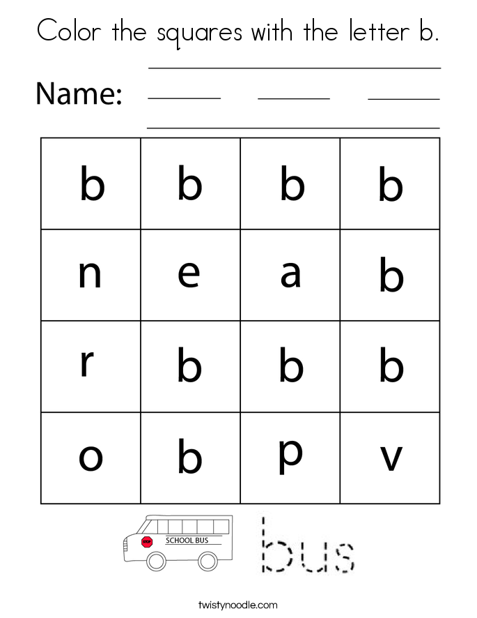 Color the squares with the letter b. Coloring Page