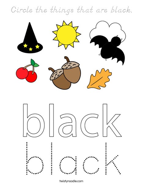 Circle the things that are black. Coloring Page