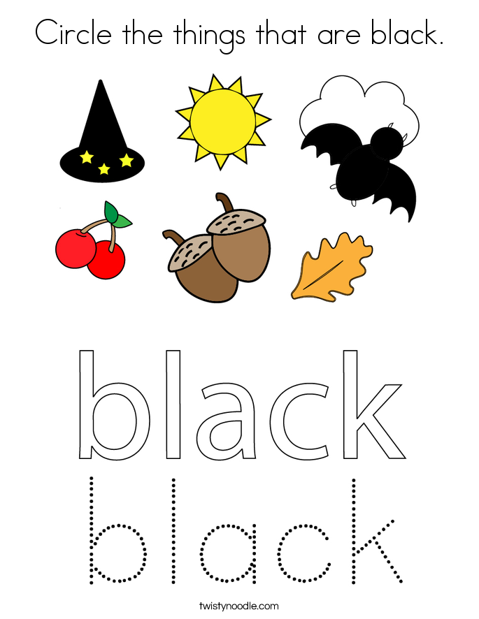 Circle the things that are black. Coloring Page
