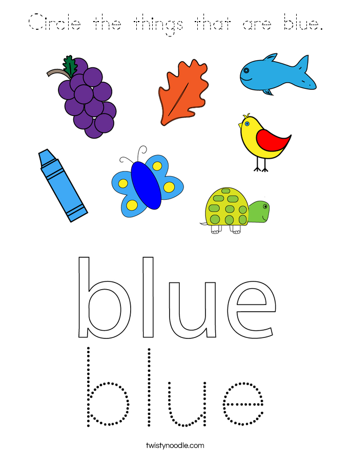 Circle the things that are blue. Coloring Page