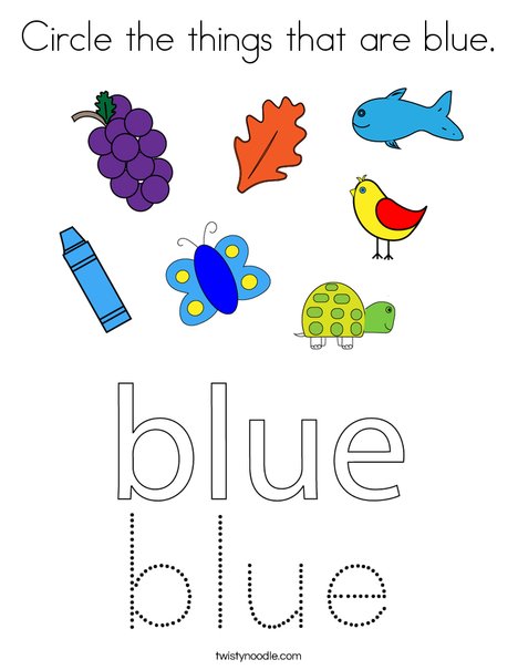 Circle the things that are blue. Coloring Page