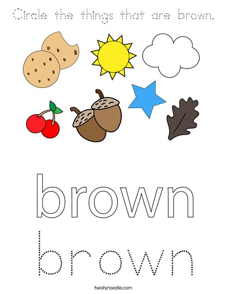 Circle the things that are brown. Coloring Page