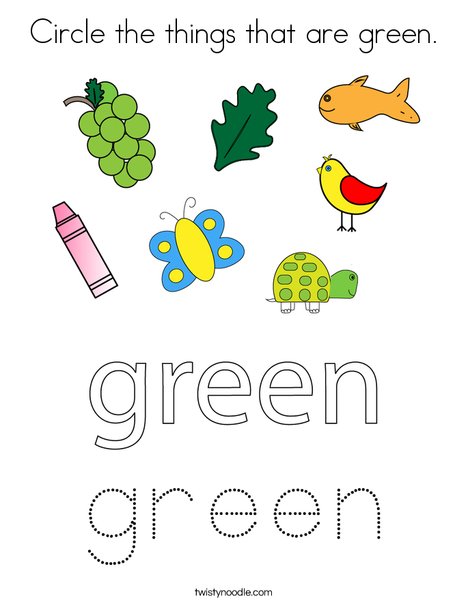 Circle the things that are green. Coloring Page