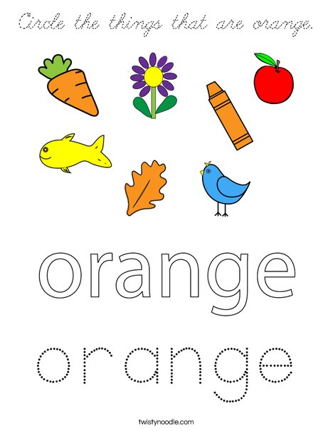 Circle the things that are orange. Coloring Page