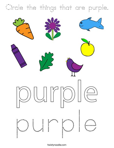 Circle the things that are purple. Coloring Page