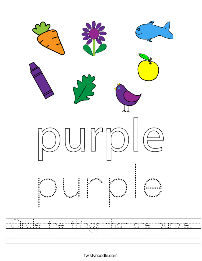 Circle the things that are purple. Worksheet