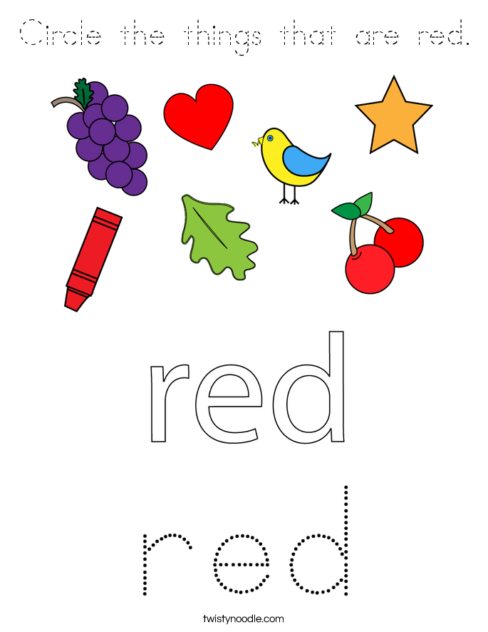 Circle the things that are red. Coloring Page