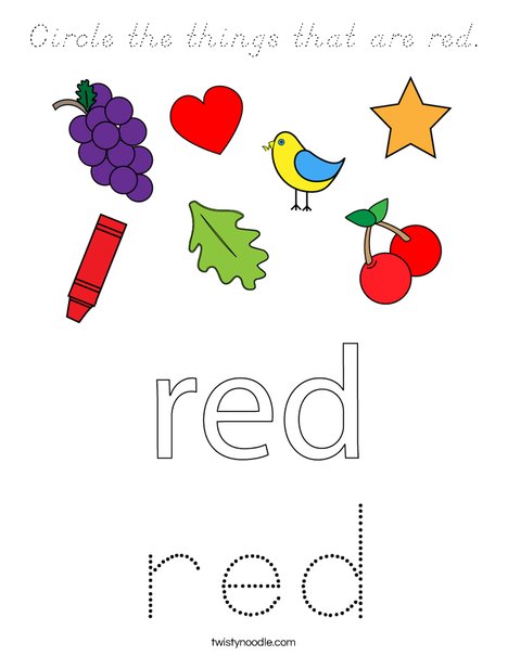 Circle the things that are red. Coloring Page
