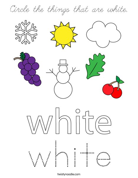 Circle the things that are white. Coloring Page