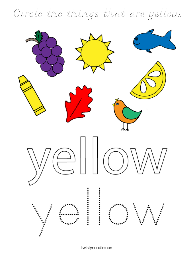 Circle the things that are yellow. Coloring Page