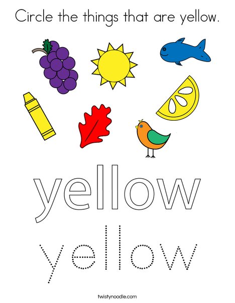Circle the things that are yellow. Coloring Page