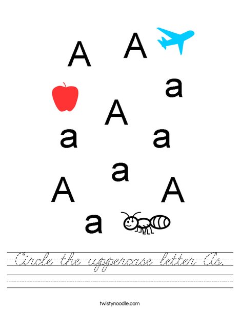 Circle the uppercase letter A's Worksheet