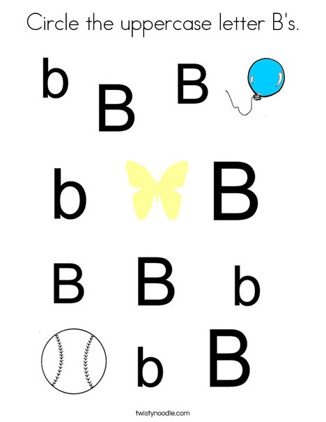 Circle the uppercase letter B's. Coloring Page