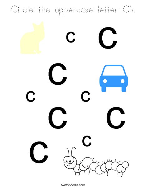 Circle the uppercase letter C's. Coloring Page
