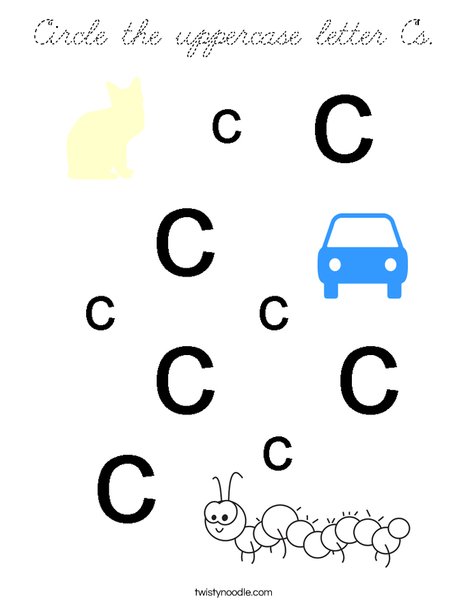 Circle the uppercase letter C's. Coloring Page