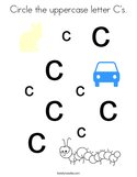 Circle the uppercase letter C's Coloring Page