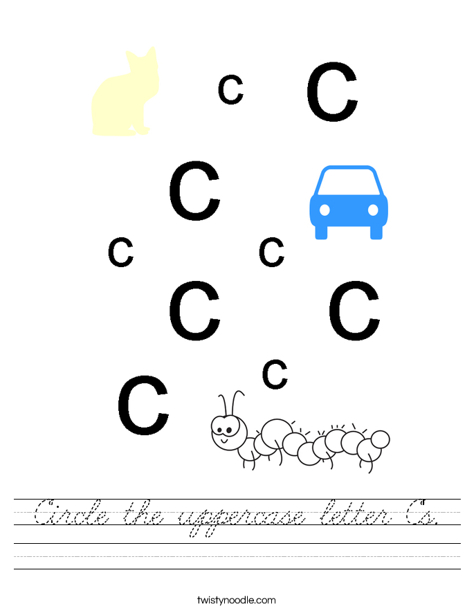 Circle the uppercase letter C's. Worksheet