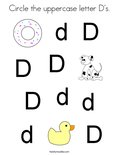 Circle the uppercase letter D's. Coloring Page