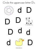 Circle the uppercase letter D's Coloring Page
