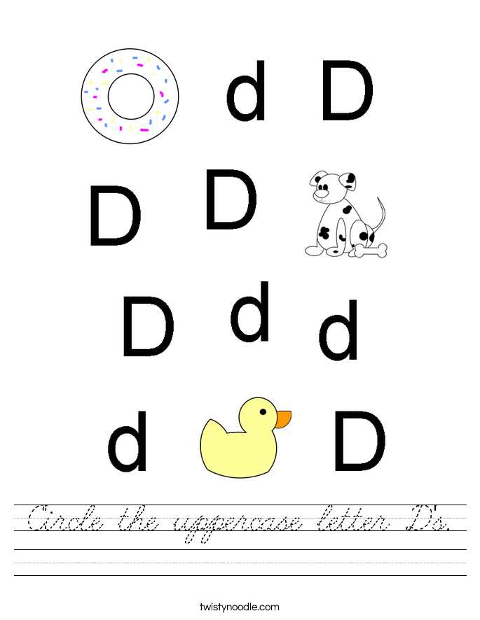 Circle the uppercase letter D's. Worksheet