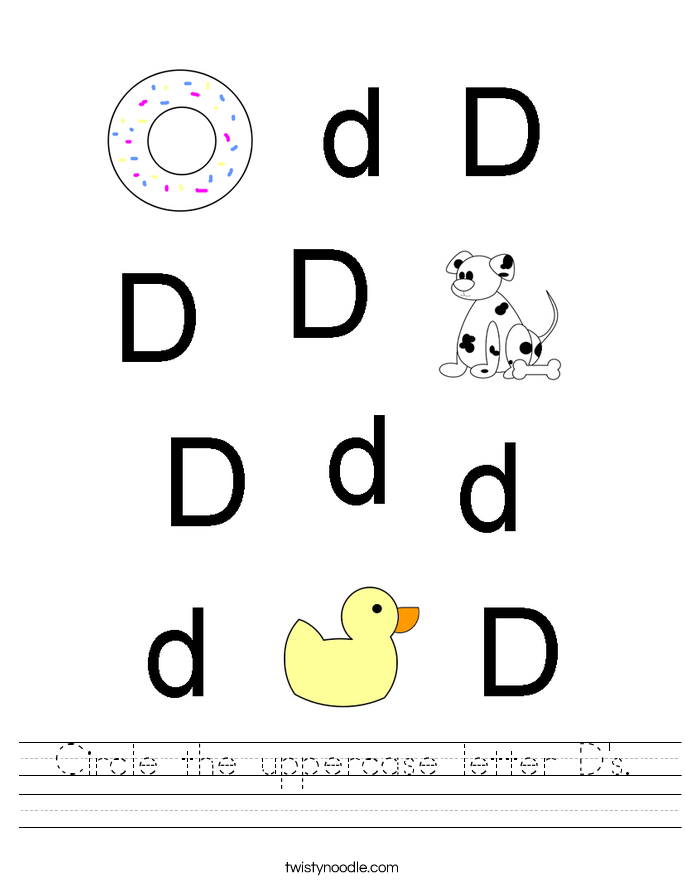 Circle the uppercase letter D's. Worksheet