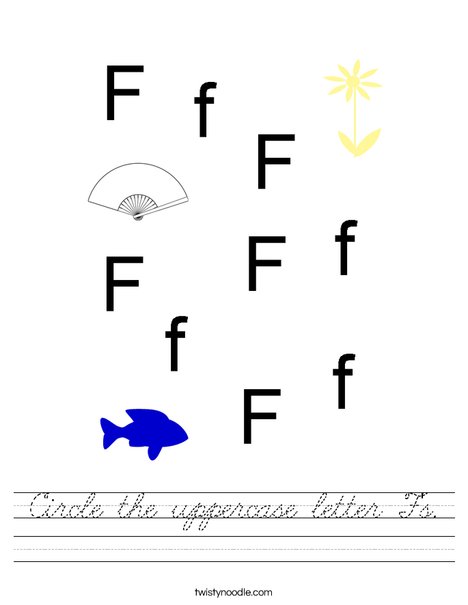 Circle the uppercase letter F's. Worksheet