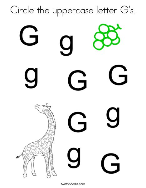 Circle the uppercase letter G's. Coloring Page