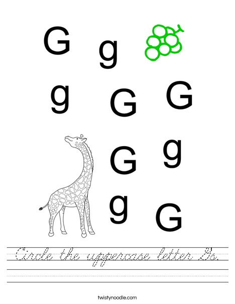 Circle the uppercase letter G's. Worksheet